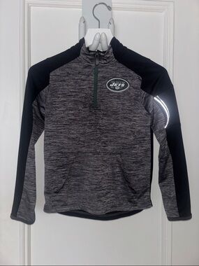 NFL Youth Gray and Black New York Jets Quarter-Zip Pullover